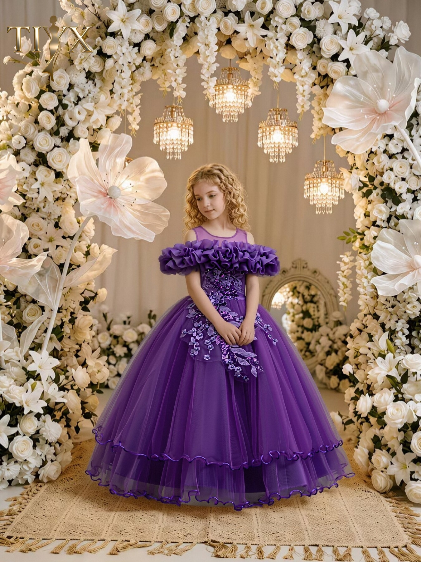 purple dress birthday Mia Belle Girls Belted Tutu Dress main image 1