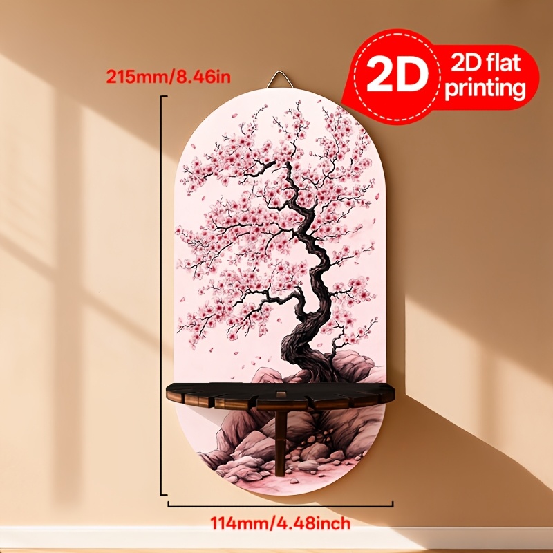 TEMU Étagère Murale en Bois avec Motif de - Étagère pour Livres, Photos, Plantes, Décoration Murale Encombrante, Cadeau en Matériau à Grain, Plat 2D