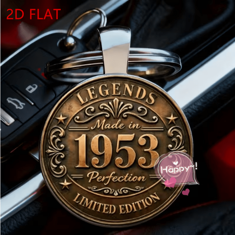 TEMU 2d Flat, 1pc 2d Flat Vintage 1953 Birth Keychain, Edition 73rd Anniversary Gift For Elders, . Vibrant Colors, High-definition Printing, Perfect