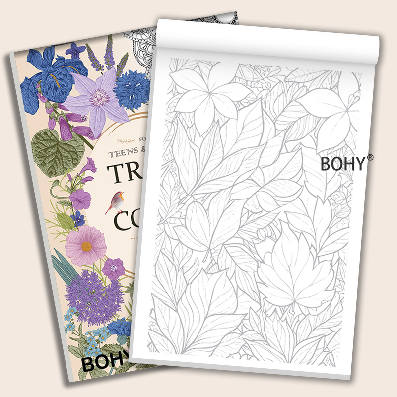 TEMU 1 Livre BOHY Cahier de et de Relettrage Relaxant pour Adultes et Adolescents avec 24 Pages Non Répétitives - Format A5 Adapté pour le Coloriage,