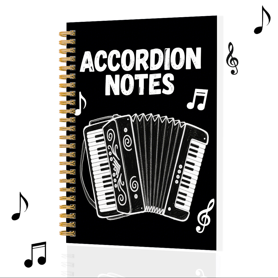 TEMU 1pc A5 Music Staff Notebook, Accordion Gifts With 8 , Black - And - White Artistic Style Music Composition Notebook For