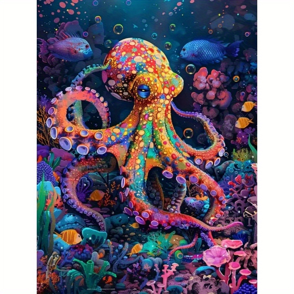 TEMU 30 X 40 Cm / 11.8 X 15.7 Inches Colorful Octopus Diamond Painting Full Diamond Mosaic Art Pictures 5d Handmade Gift Home Decoration