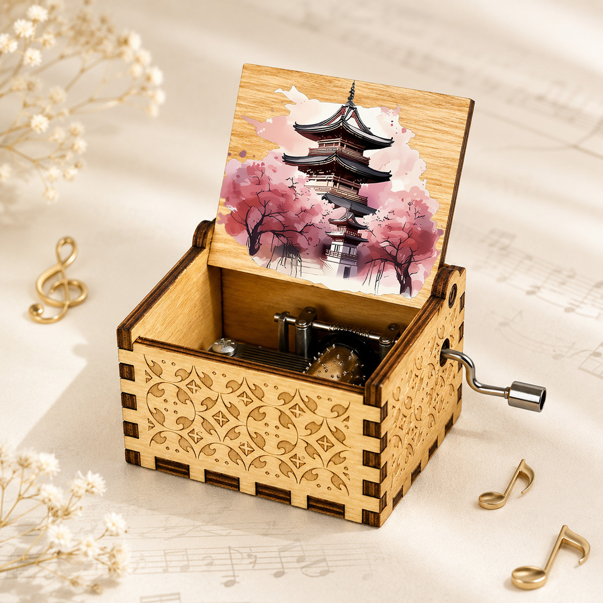 TEMU 1 Boîte à Musique à , Ornement Style Japonaise Imposante, Ajoutant une Ambiance Chaleureuse à la Décoration Intérieure, Style Unique,