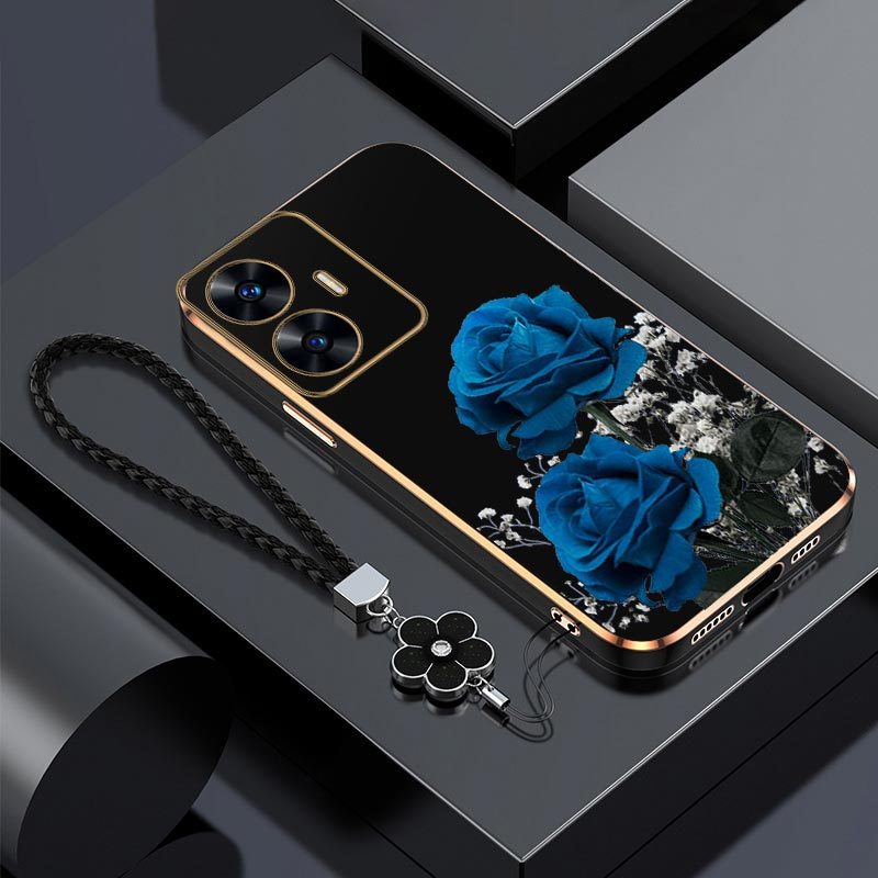 TEMU Custodia per telefono - cover blu rosa galvanizzata per OPPO REALME C55, che esalta lo stile