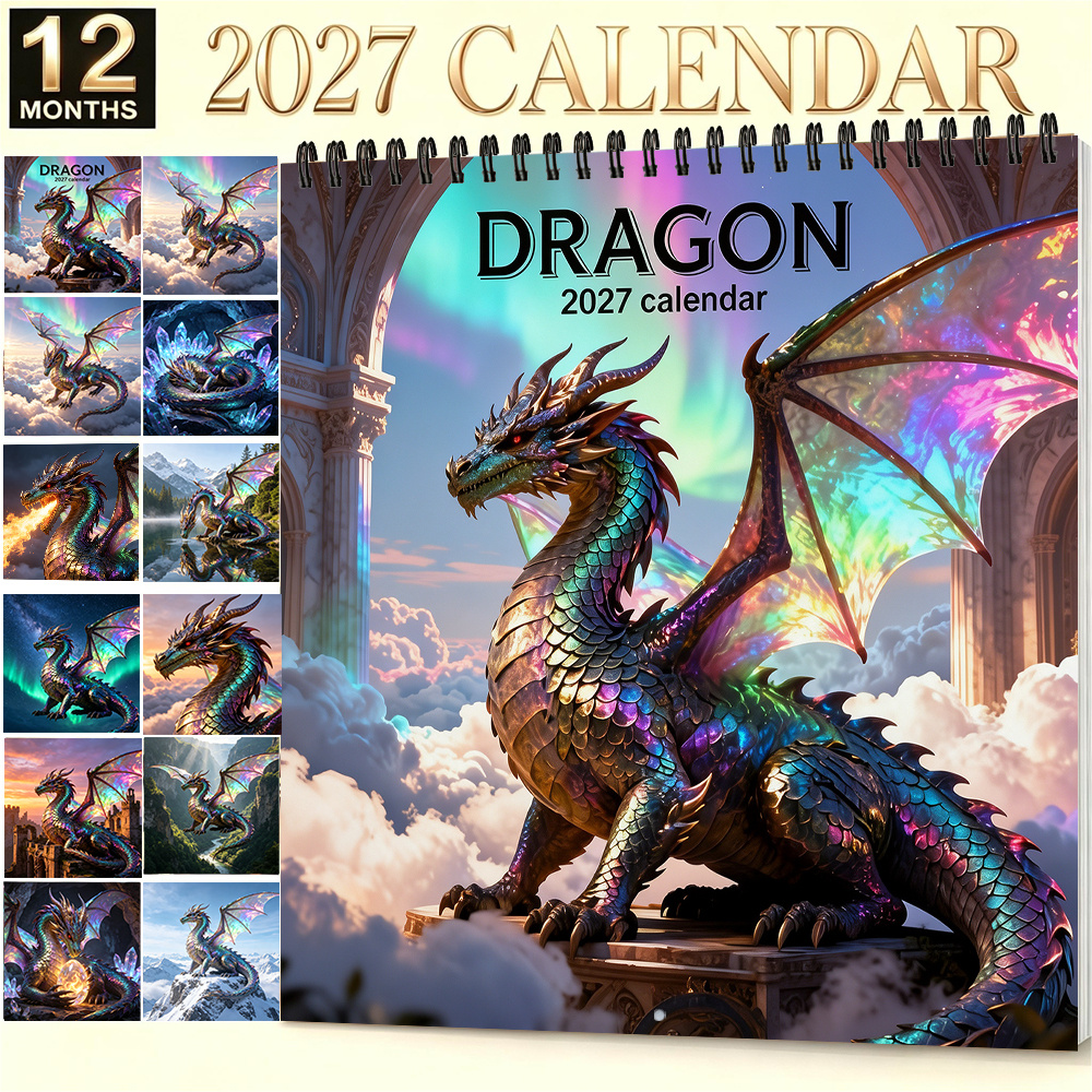 TEMU 8.3 X 8.3 Inch Fantasy Wall Hanging Calendar 12 Months Thick Paper Unframed Home Office Bedroom Living Room Wall Decor Suitable For Christmas