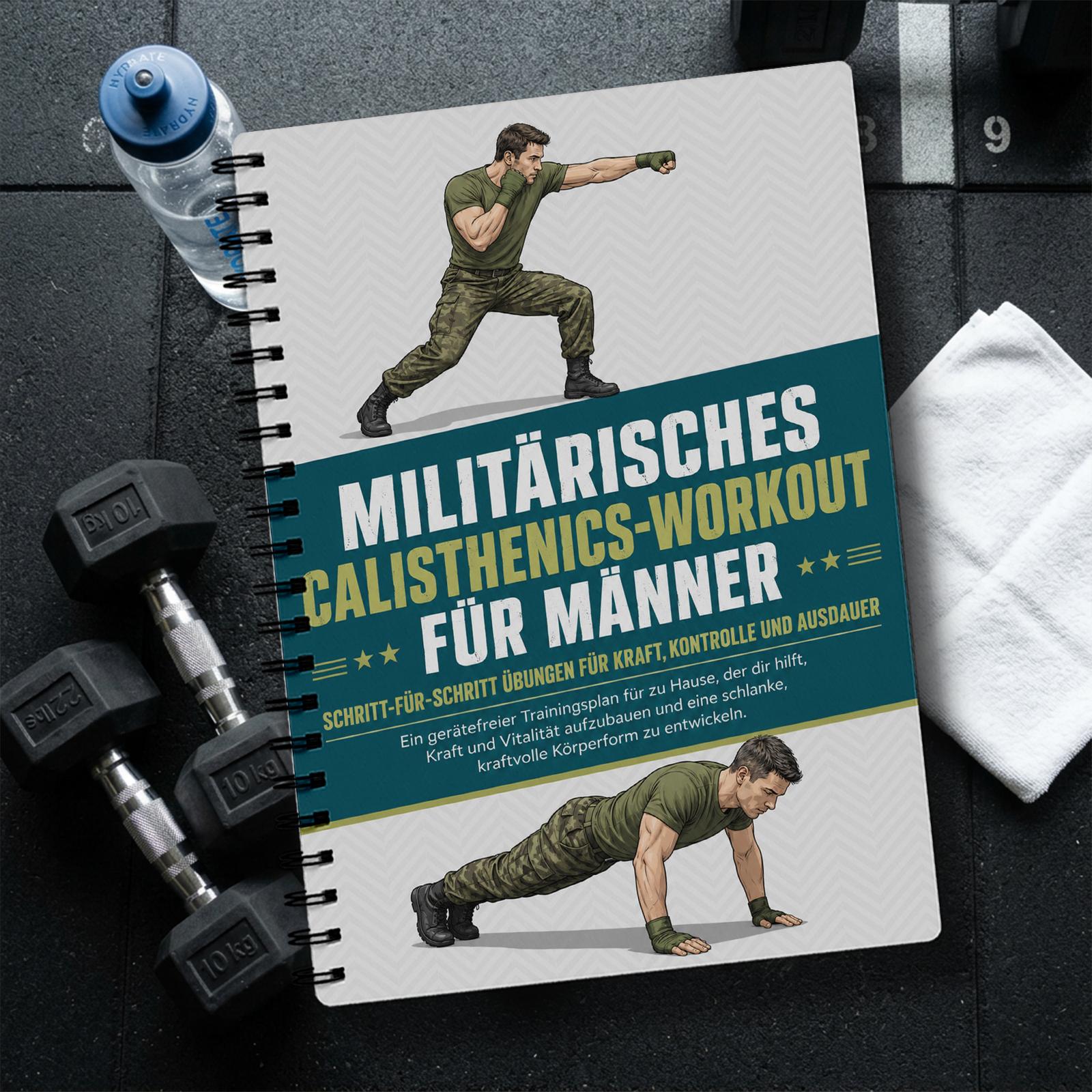 Image of German Version Military-style Bodyweight Fitness Planner For Men: Equipment-free Workout Plan With Daily Training , Strength Building Routines, Core Exercises, Goals, 15/30/45-minute & Progress Log
