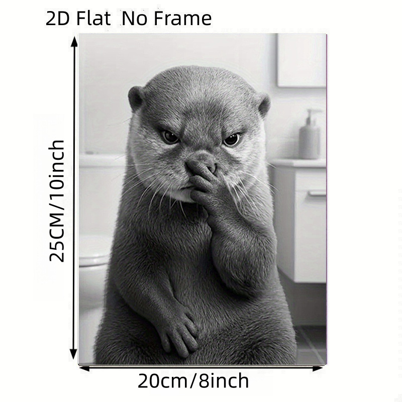 TEMU 2d Flat, 2d Flat, 2d Flat No Frame Posters Cute Otter Bathroom Decor Canvas Painting Toilet Wall Home Decoration Mural, Fun Art Wall Decor For