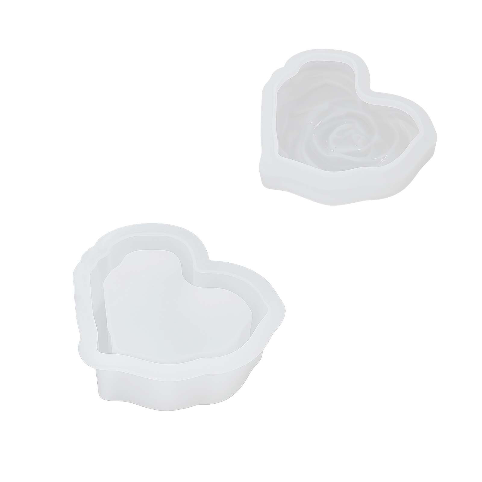 E-shop Handgefertigte Rosen Relief Herz Aufbewahrungsbox Silikonform - Eco-Resin Form Herstellungswerkzeug - Kreatives Geschenkset für Schmuck und