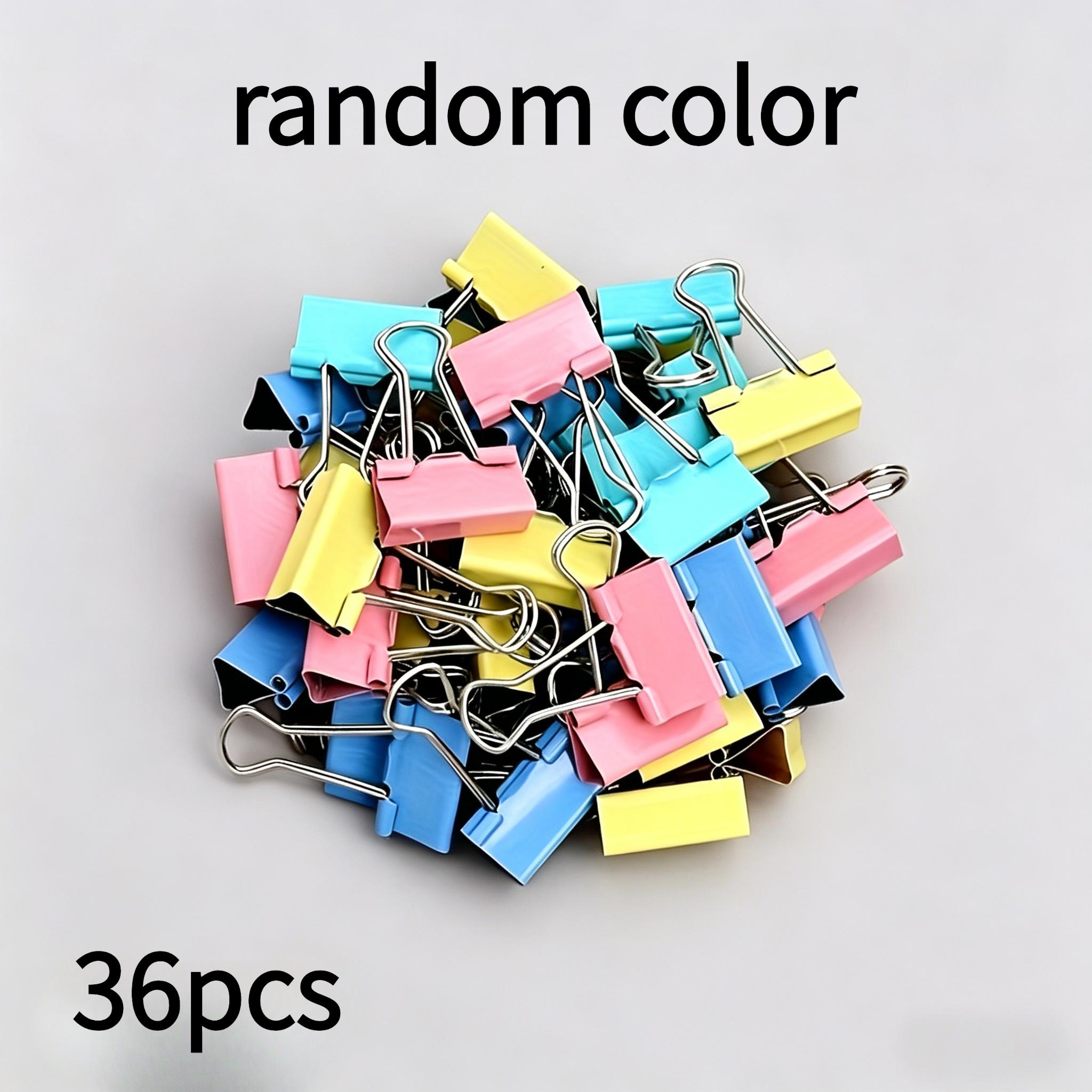 TEMU 36 pinces à documents de couleur aléatoire, pinces à papier en métal - Forte pour du bureau à domicile | Fournitures à bord lisse résistantes à