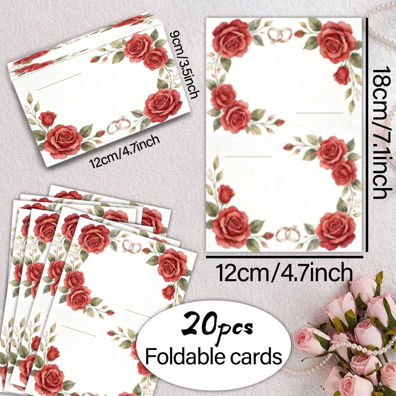 TEMU Lot de 20 cartes de place de table de mariage, convient pour , baptêmes, anniversaires - Cartes de table pliables en papier avec /tables
