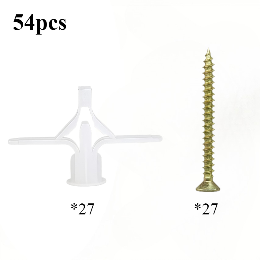 E-shop 54-tlg. Set (27 Flugzeug-Wanddübel + 27 Schraubanker, selbstbohrende Schmetterlings-Schraubdübel, hochbelastbares Kunststoff-Dübel-Set, geeignet