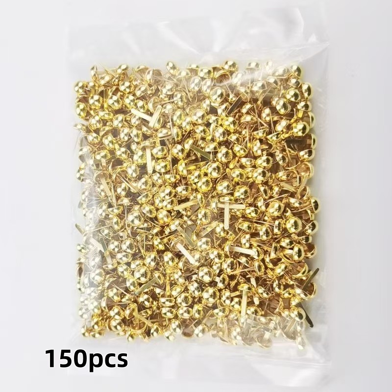 E-shop 150 Stück goldene Fußnägel für Scrapbooks, Papierkunst DIY-Kunstprojekte – Kartonverpackung mit Pilzen, Metallverschlüssen, runde Form,