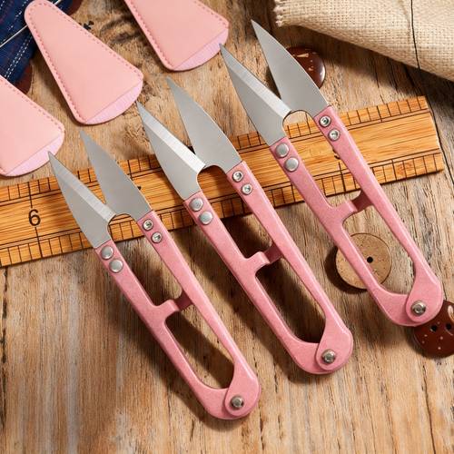 1set with leather protective cover high carbon steel 4 33inch yarn scissors for sewing quilting knitting jewelry making pink