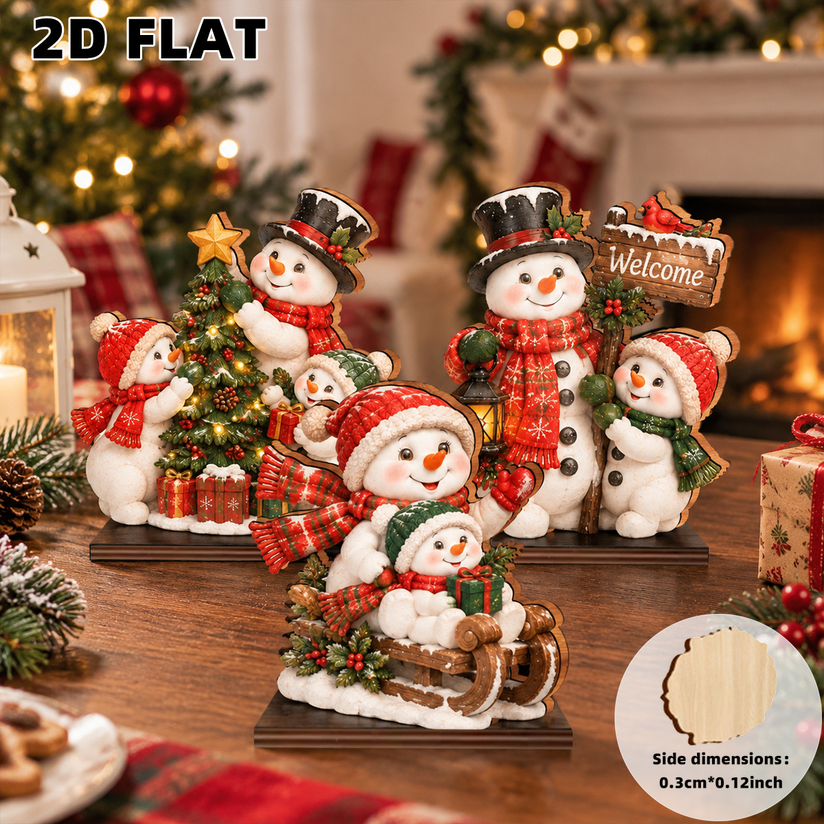 TEMU 2d Flat, 3pcs Christmas Wooden Decorative Plaques, Party Decoration, Gift, Desktop Office, Home Decor Ornaments, Christmas Decor, Suitable For