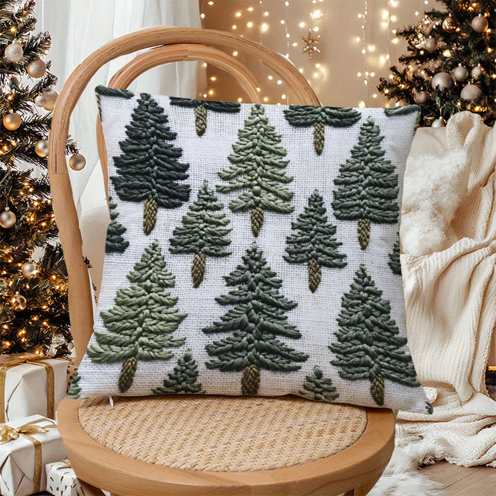 

Christmas Tree Soft Plush Throw Pillow Cover With Hidden Zipper - Sofa, Bed, And Car Decor (pillow Insert Not Included)