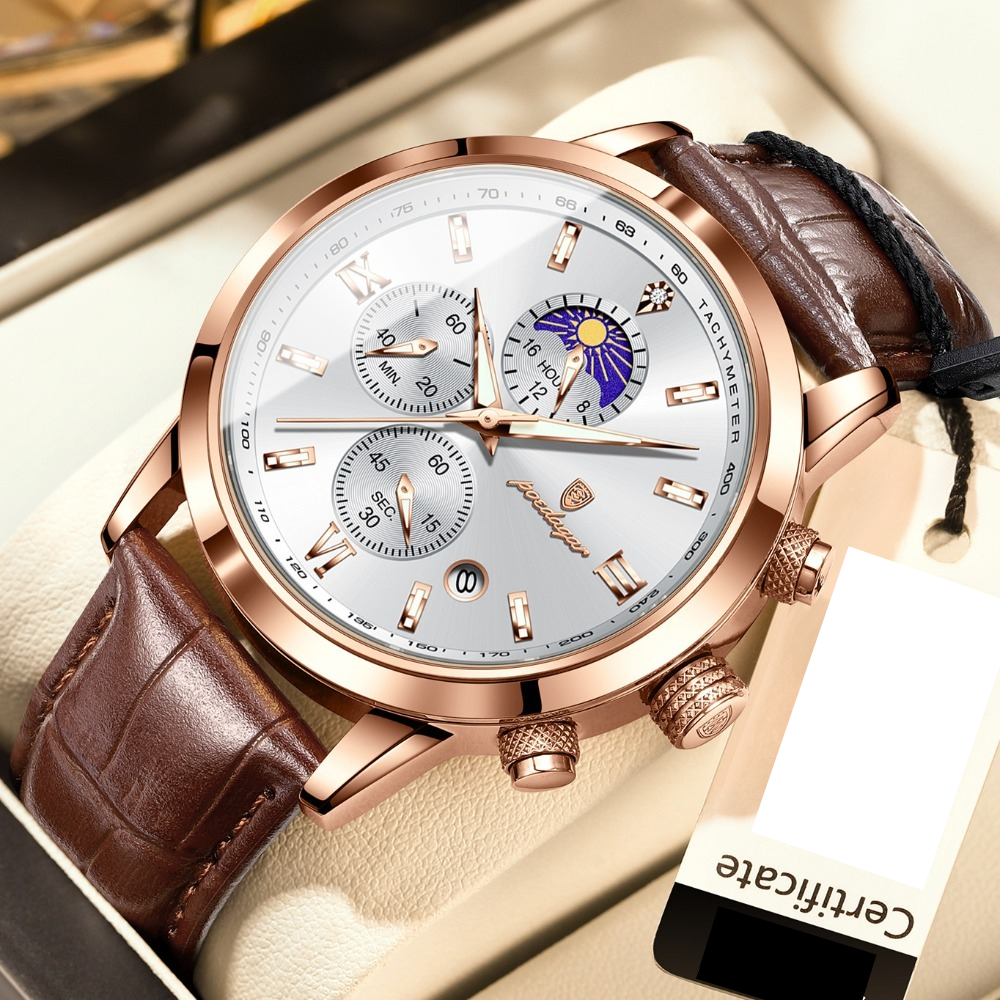 Image of Multifunction Men's Watch With Pu Strap, Fashionable Wristwatch, Casual Business Men's Watch For Daily Commuting, Ideal Gift For Birthday, Back-to-, Valentine's Day, Christmas, Father's Day