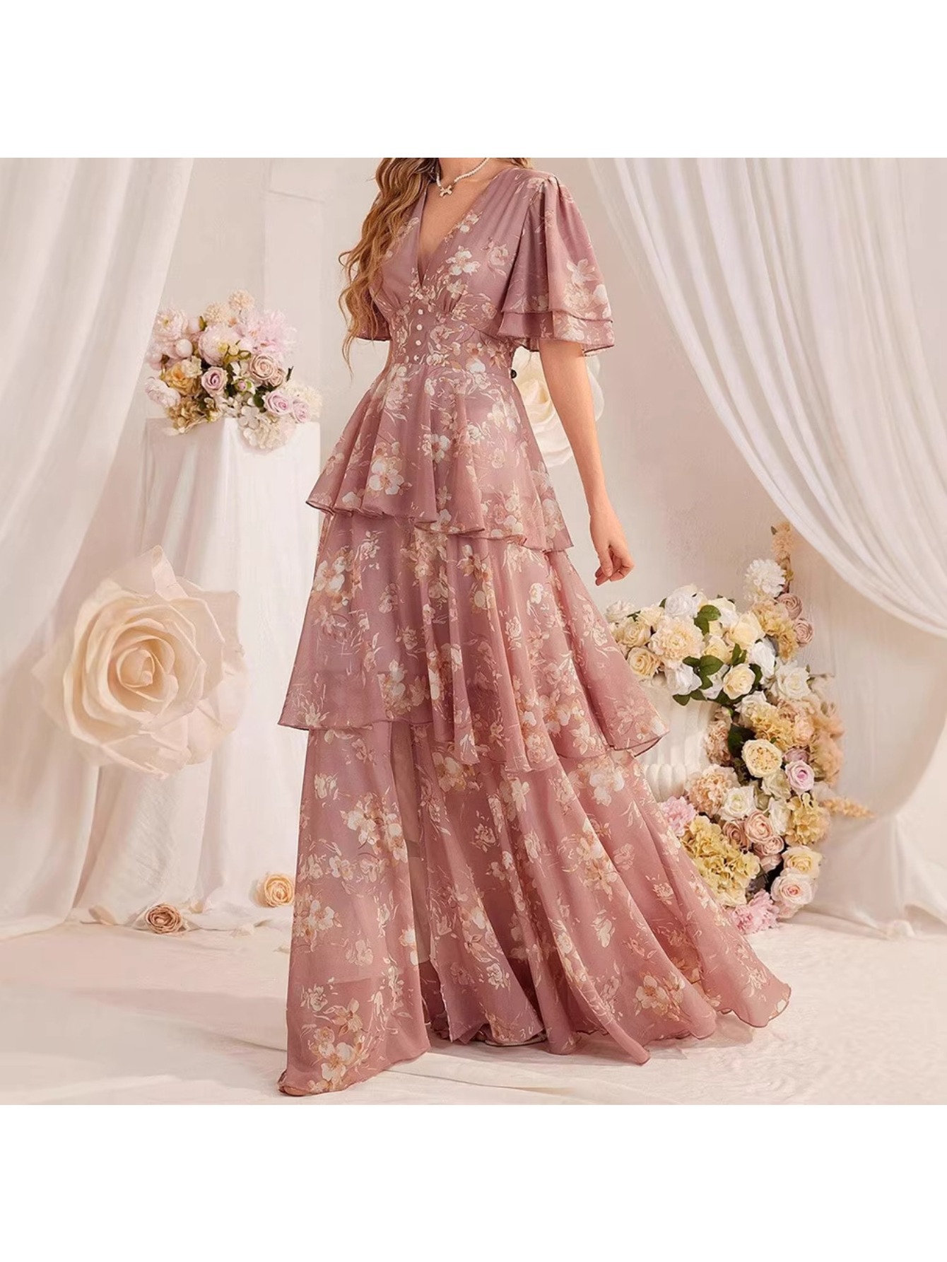 layered ruffle dress sold on Temu United States