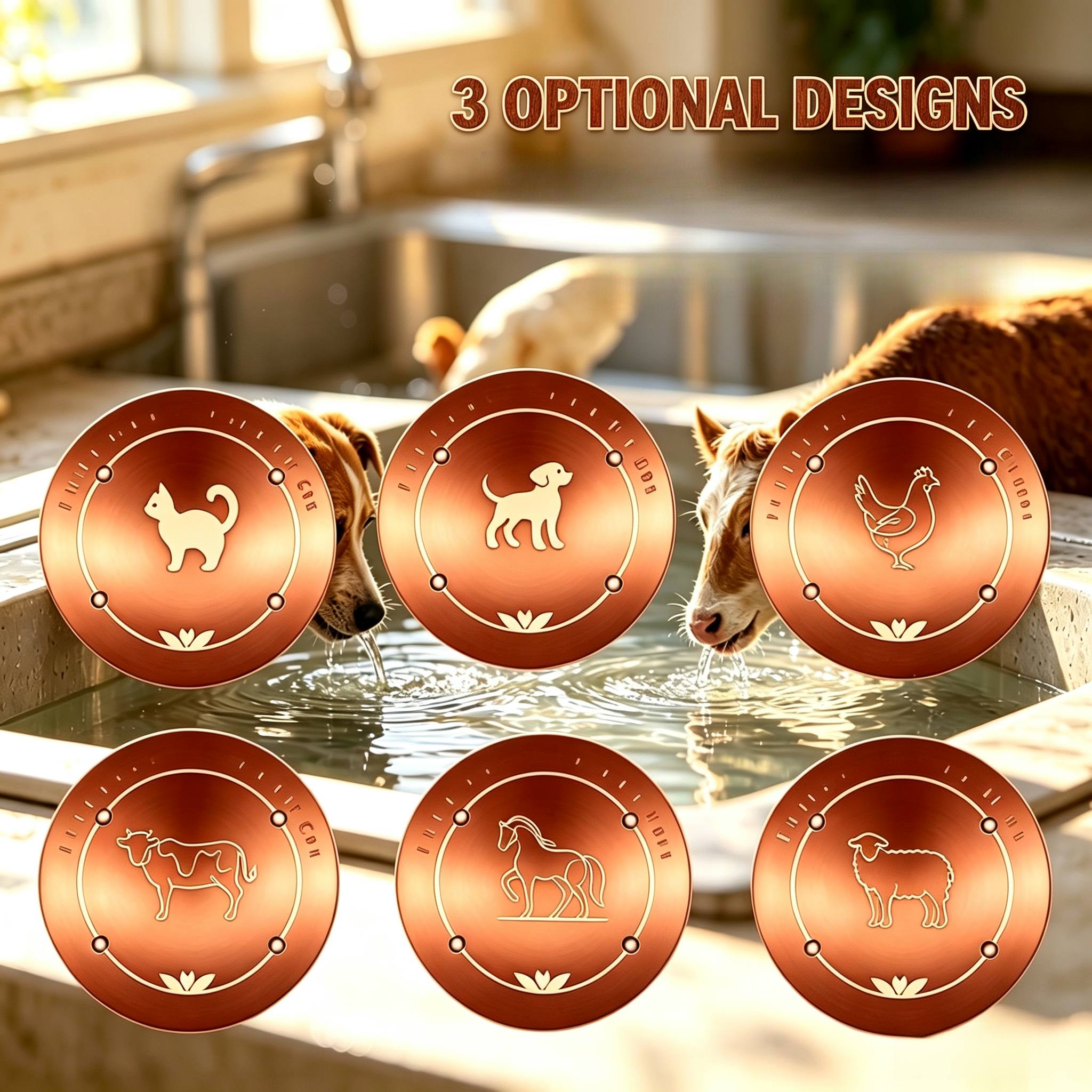 TEMU 3pcs Copper Pet Water Purification Filter Set, Made Of 99.9% Pure Copper And Reusable, Suitable For Pets And Livestock Such As Dogs, Cats, Cows,