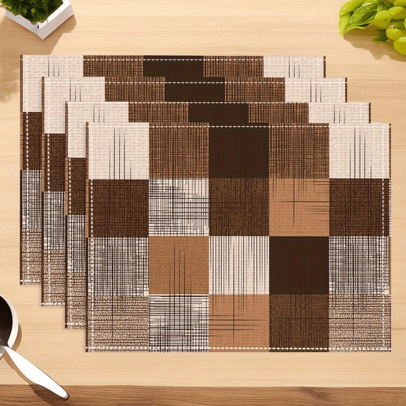 4pcs Geometric Placemat - Washable, Rectangular Table Protector, Ideal For Home And Kitchen Decor