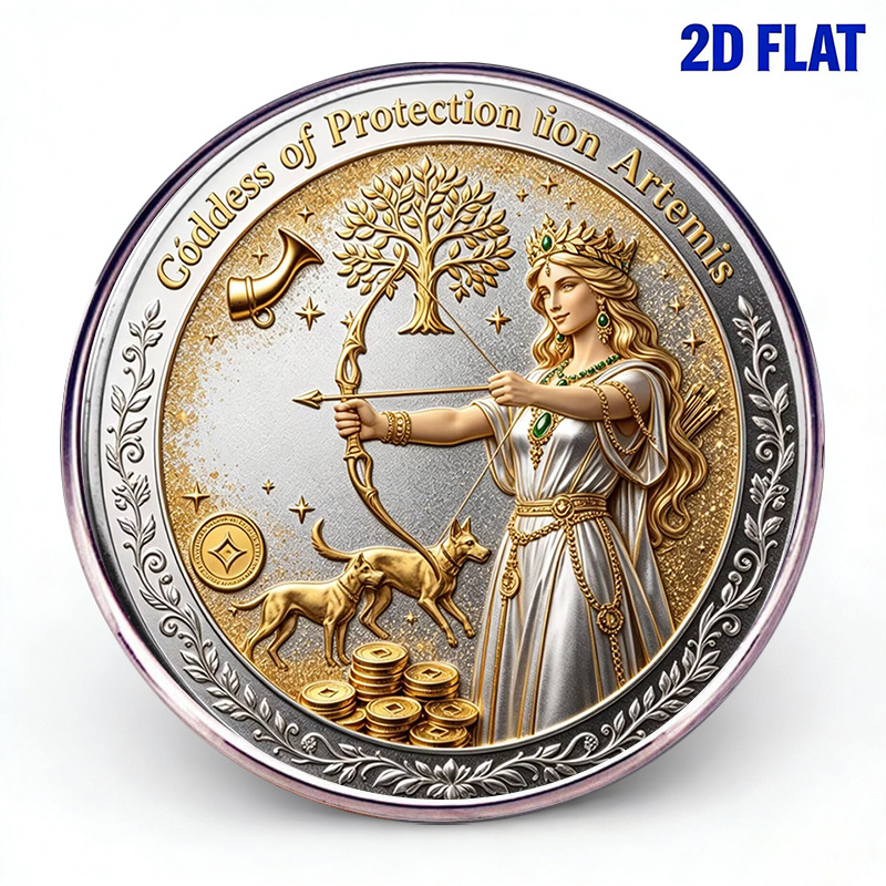 TEMU 2d Flat, 1pc, 2d Goddess Of Protection Lion Artemis Stainless Steel Brooch Fashion Enamel Badge Unisex Lapel , 2d Flat