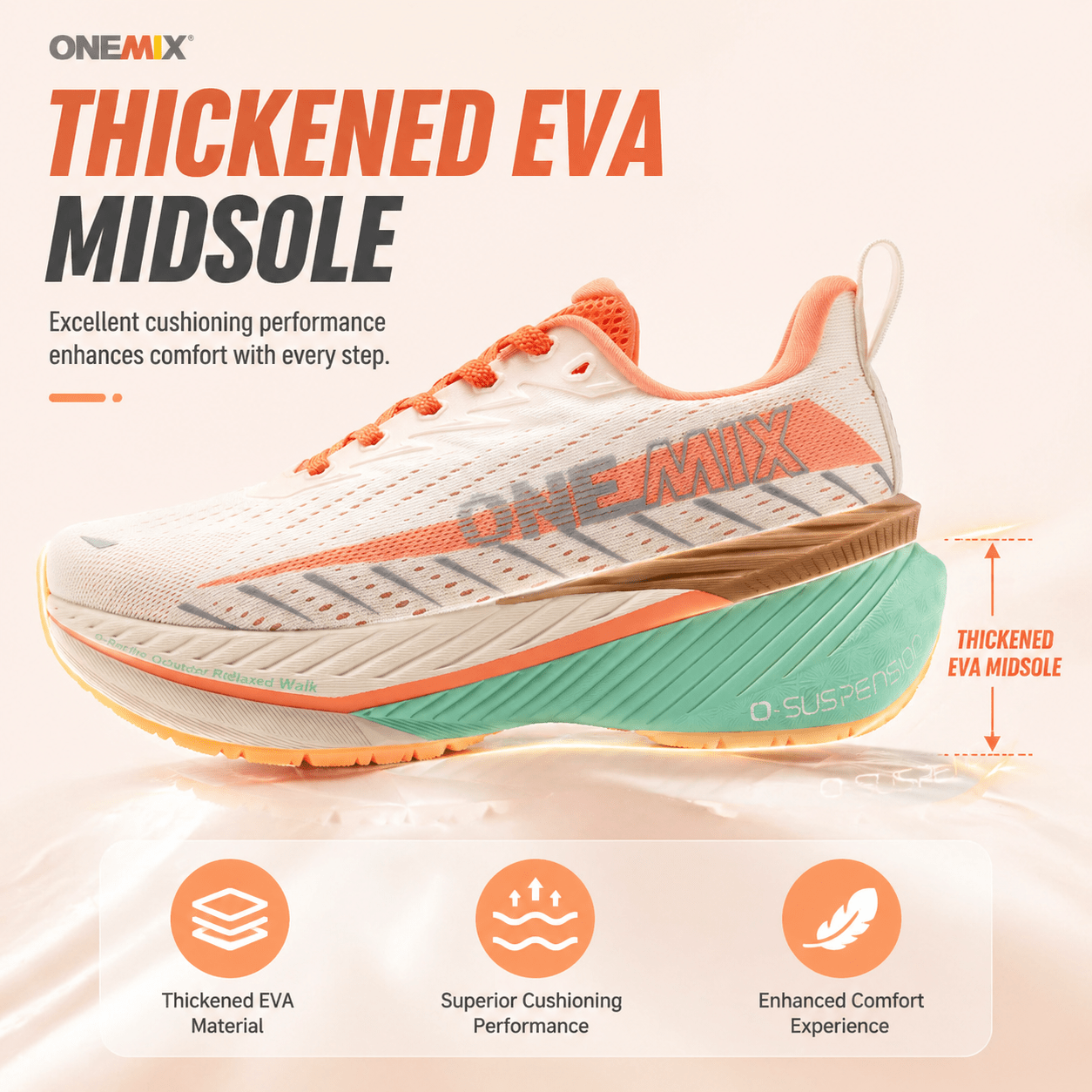 Stylish Lightweight Running Shoes with Elevated Cushioned Sole for Enhanced Comfort And Impact Absorption