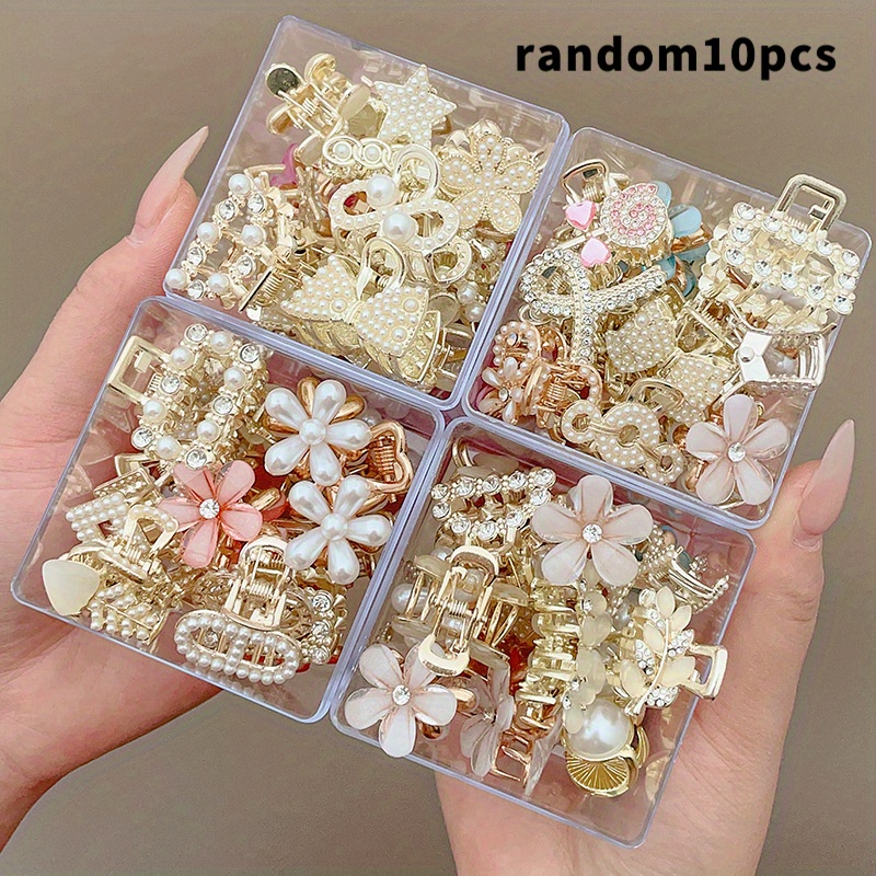 TEMU 5/10pcs Women's Set, Shiny And Elegant Rhinestone & Hair Clips In Various Styles, Daily Use Gifting