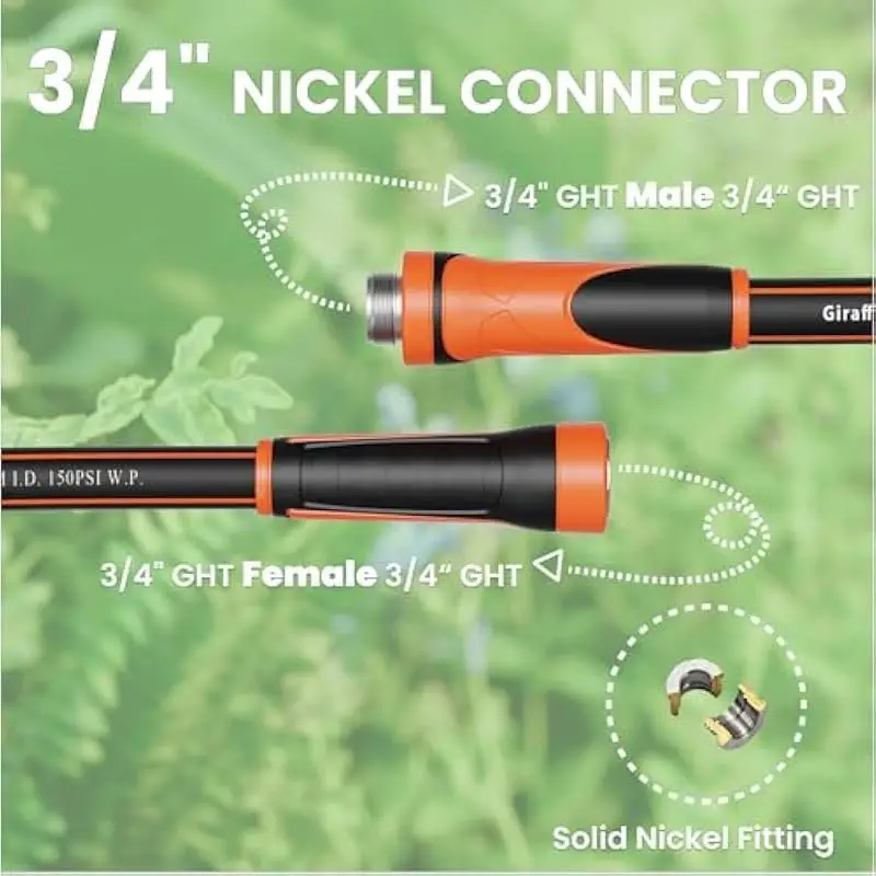 3ft x 5 8 short flexible water hose heavy duty lightweight 600 psi strength leak proof nickel fittings swivel handle all weather rubber polyester for outdoor yard garden lawn care male to female connectors quick connect hose fittings yard irrigation durable construction Product details 3
