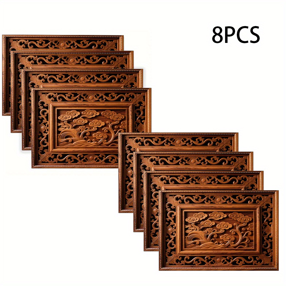 TEMU 4pcs/6pcs/8pcs, Printed Coasters, Fashionable Wood Grain Pattern, Aesthetic And Practical Tableware Mats, Suitable For Home Table Decoration,