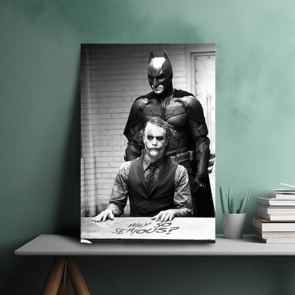 TEMU [1pcs Frameless Canvas Painting Joker ? Bat For Man Movie Print Canvas Modern Wall Art Best Gift For His Home For