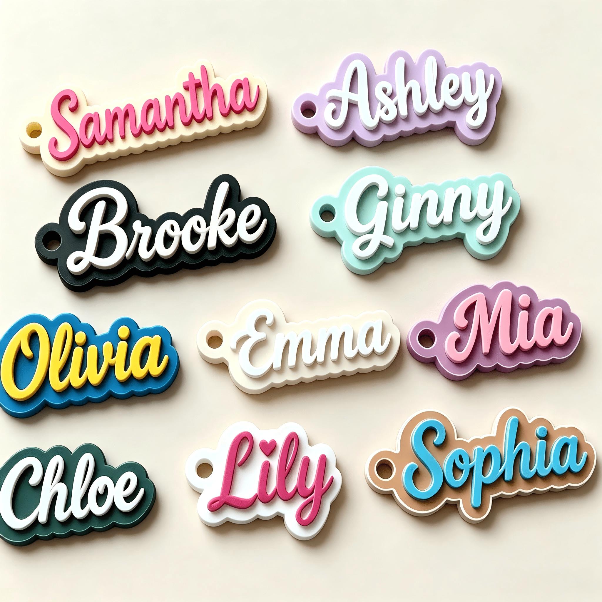 TEMU Llavero 3D con personalizado, placa de con en inglés personalizado, etiqueta estereoscópica de apellido en dos , colgante personalizado lindo y