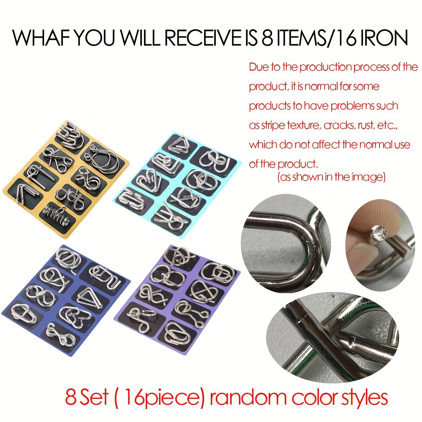 16pcs Metal Puzzle Game Set, Suitable For Outdoor Games And Activities, Game Supplies Party Game