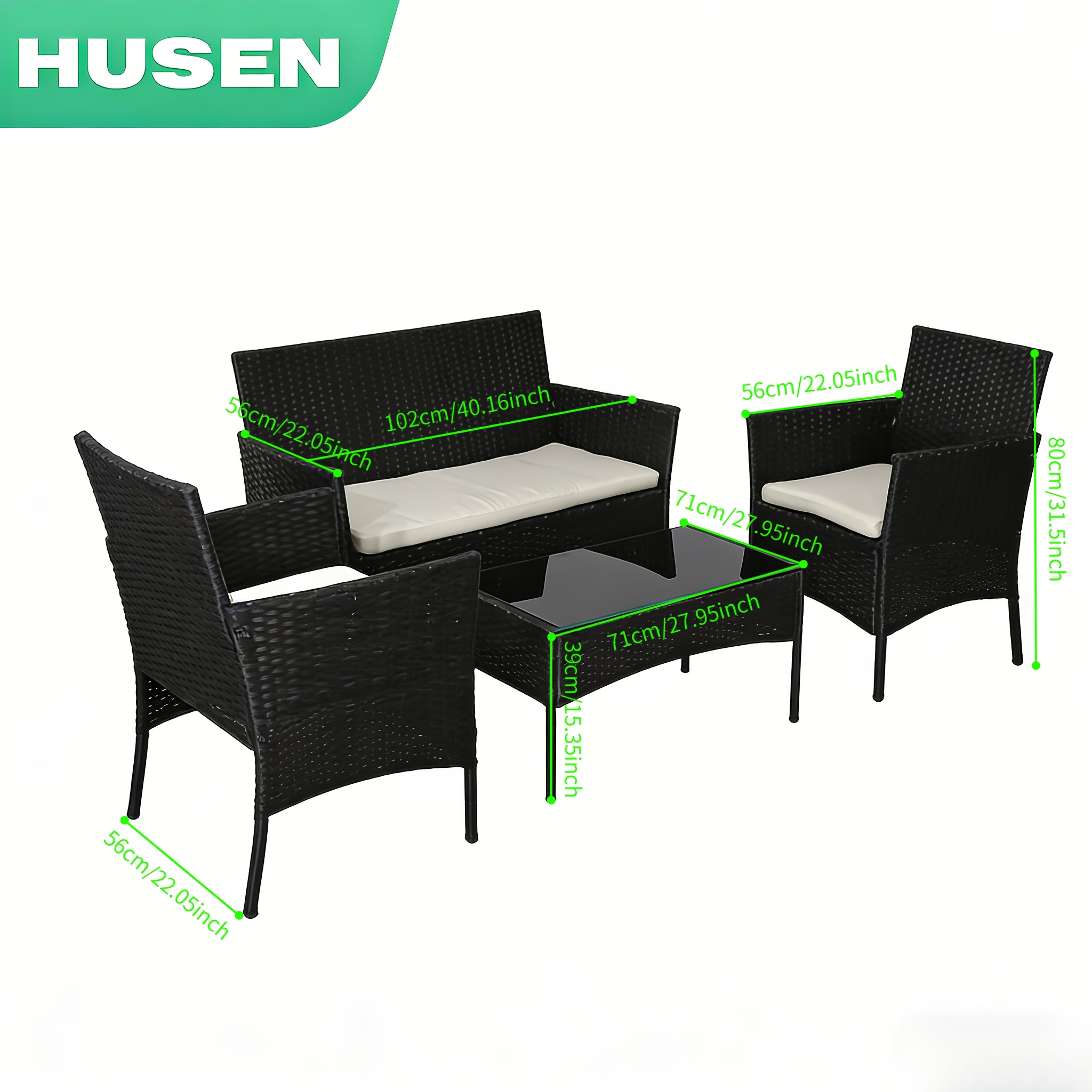 4pcs outdoor patio furniture set conversation sofa for garden balcony backyard deck poolside all weather sectional sofa set for family  