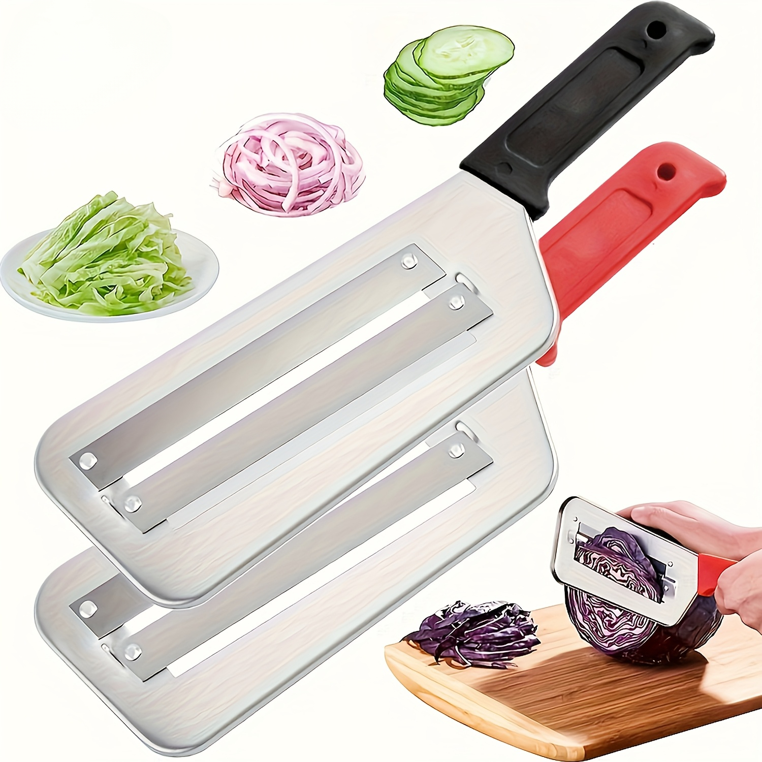 Stainless Steel Cabbage Cutter, Manual Vegetable and Fruit Cutter, Kitchen Small Tools, Suitable for Pickles and Salads- Can Be Washed in a Dishwasher- Perfect for Restaurant and Home Kitchens, Christmas, Halloween, Thanksgiving, Holiday Gifts