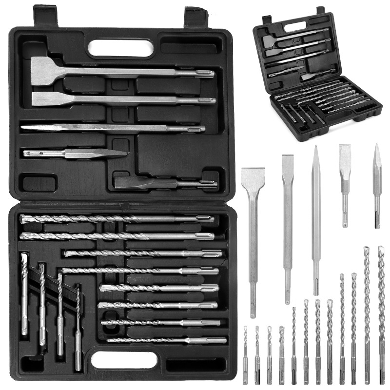 Image of 17pcs Rotary Hammer Drill Bits And Chisel Set, Sds Plus Bits With Yg8c Tips, Sds Drill Bit Set For Concrete And Masonry In Sturdye Carrying Case