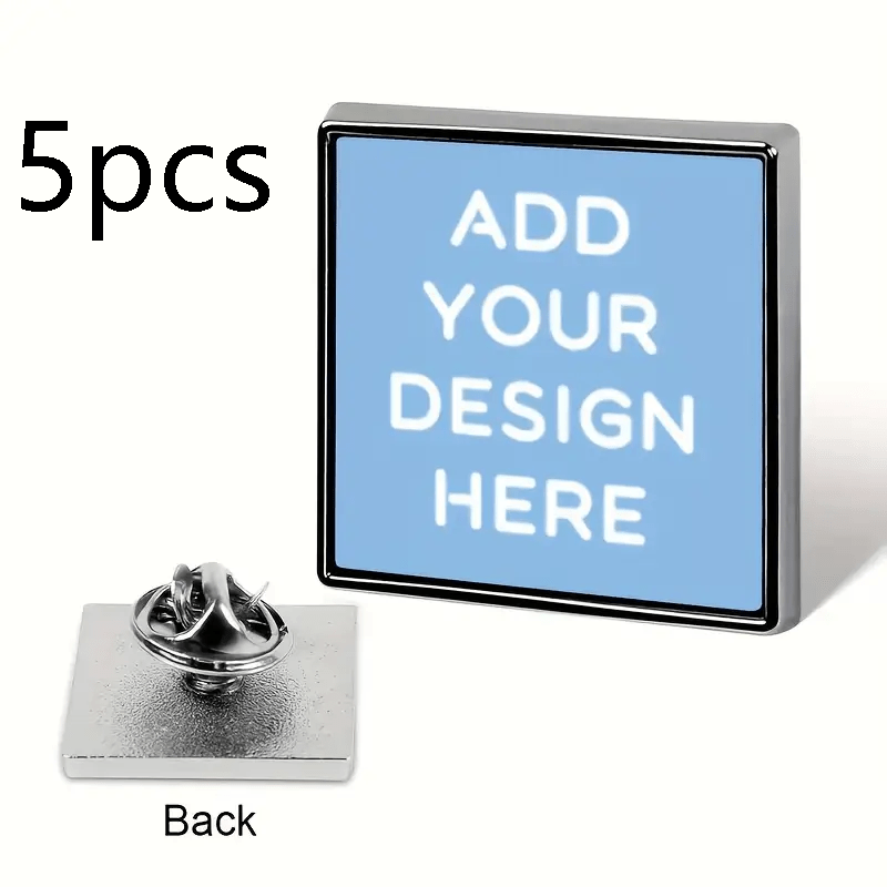 E-shop 2D Flach, Anpassbarer Hochwertiger 3cm Quadratischer Metallbrosche (2D FLACH) - Personalisiert nach Ihrem Text, Fotos oder Bildern - für