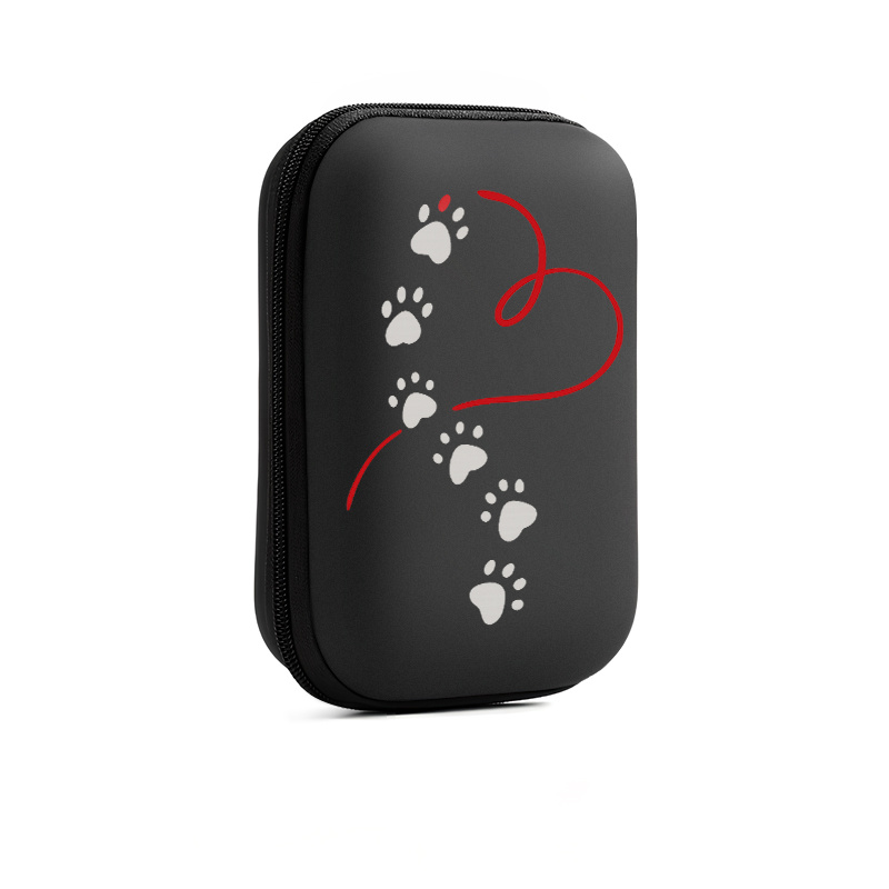 TEMU Portable Eva Hard Shell Storage Box Compatible For Earphones/cables/ With Mesh Pocket & Paw Print/pet - Compact Durable Organizer Case For