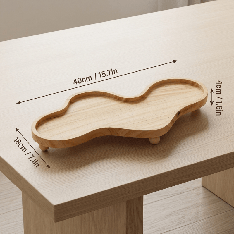 TEMU Plateau en bois de style bohème avec pieds ronds - Étagère décorative polyvalente pour parfum, soins de , , effet vieilli à l'huile, coiffeuse