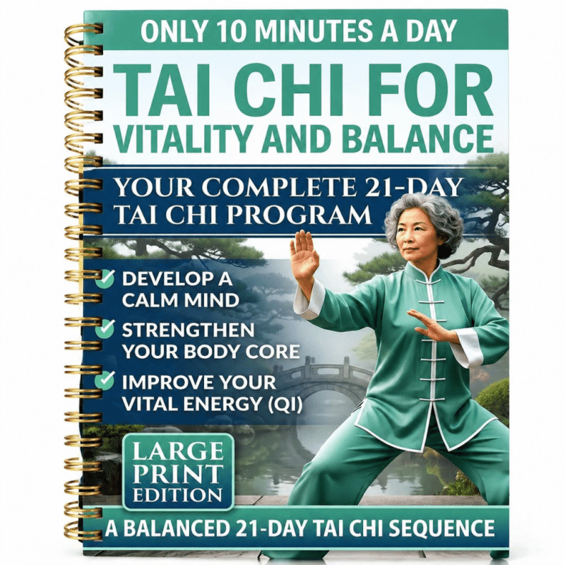 TEMU Tai Chi For Vitality And Balance, Complete 21-day Program With Large Print, Calm Your Mind, Strengthen Core, Boost (qi), Gentle 10-minutes Daily