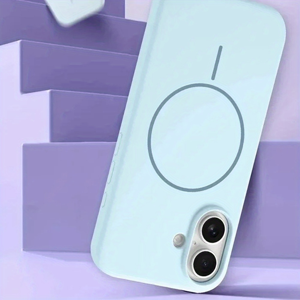 Matte Liquid Silicone Back Case, Magnetic Wireless Charging Cover, Soft Gel Shockproof Phone Shell Compatible with For iPhone 16 Pro Max 15 14 13 12 11 Pro Max Plus Models