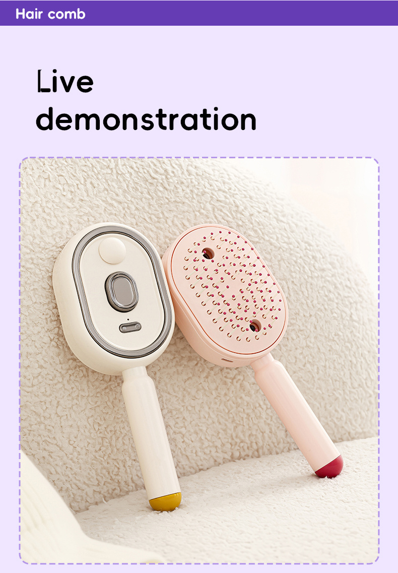 Cepillo de masaje multifuncional con luz roja y rociador, cuidado capilar antifrizz, depósito de agua grande, portátil, limpieza con un clic para cabello enredado, nutrición profunda del cuero cabelludo, regalo para novia en el Día de la Madre