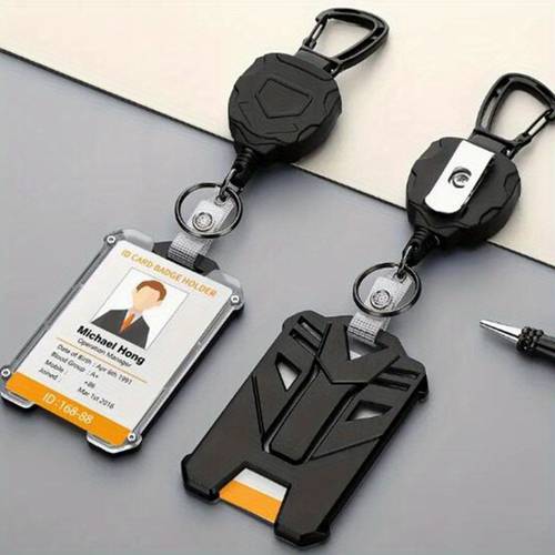 3pcs heavy duty retractable keychains with id badge holders 31 5 reel durable pc material english text 8 0oz capacity office outdoor us