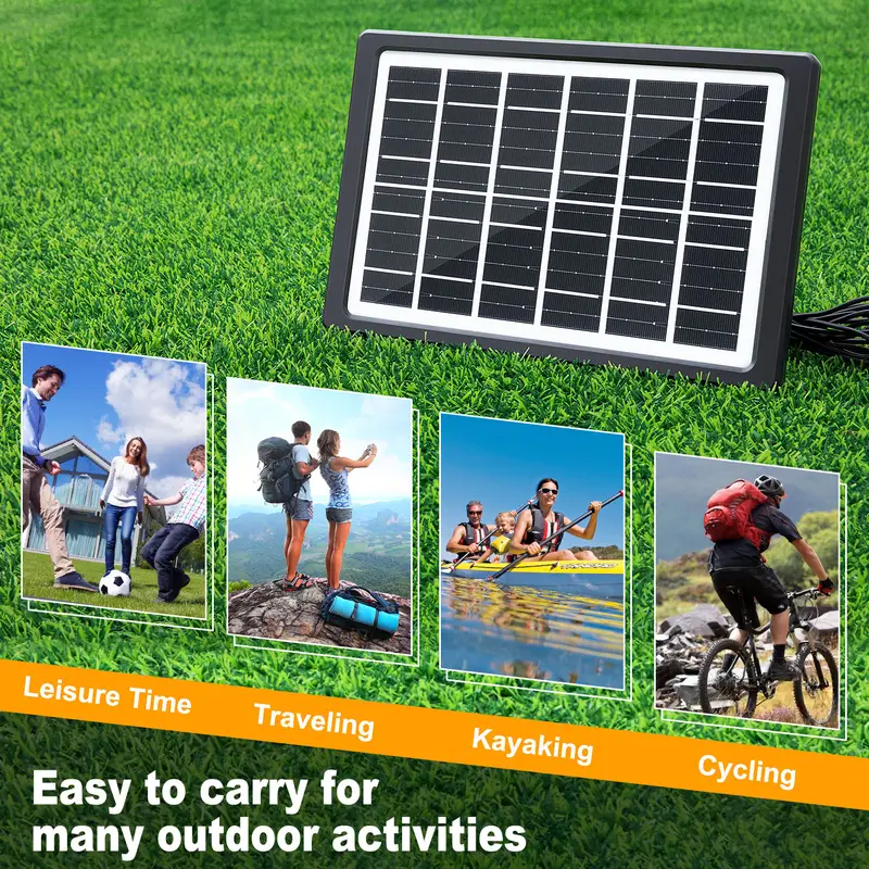 1pc cell phone solar portable charger 6w 6v with multiple usb for outdoor cell phone accessories suitable for cell phone flashlight small fan mobile power mens Product details 3