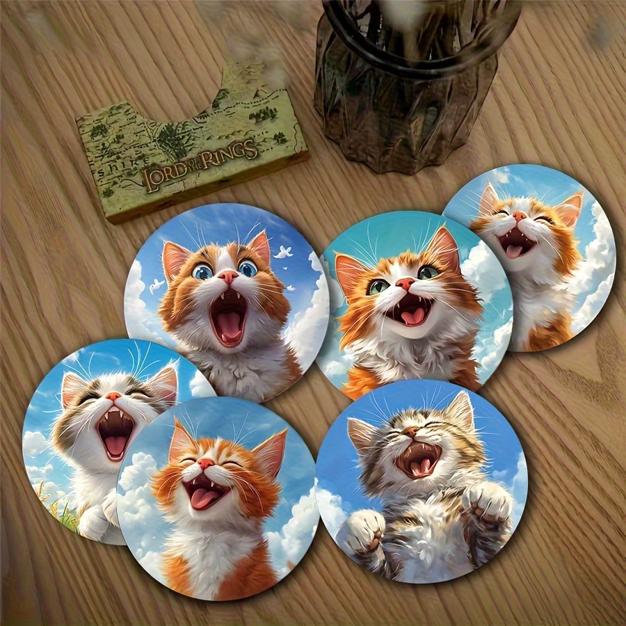 TEMU A Set Of 6 Coasters With 2d Printing, Featuring Colorful Designs Suitable For Drinks And Coffee—an Style Home Desktop Decoration, Perfect As A