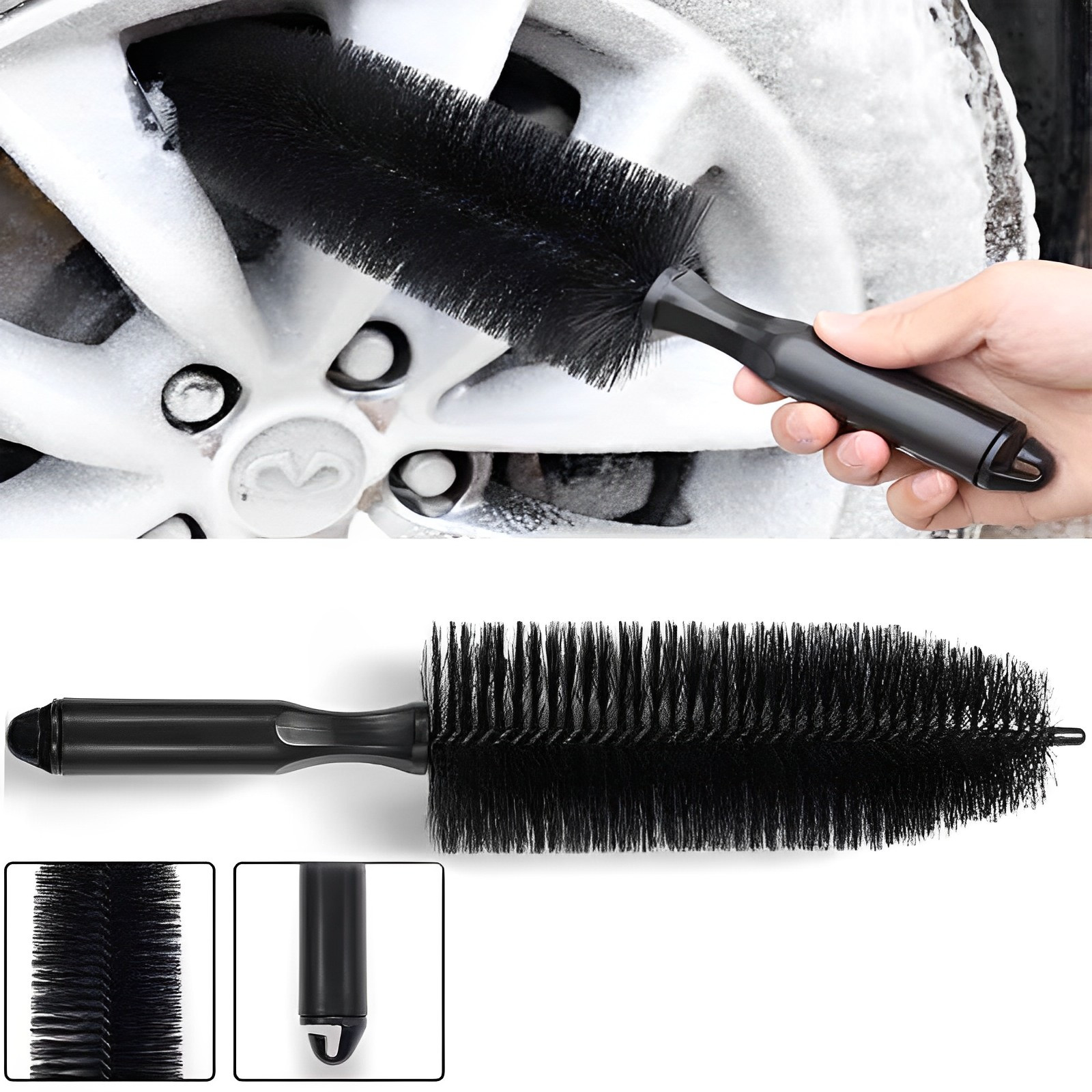 

1pc Proclean Car Wheel Tire Cleaning Brush With Handle, Rim Scrubber Duster For Vehicle Tyre Detailing And Maintenance, Tool