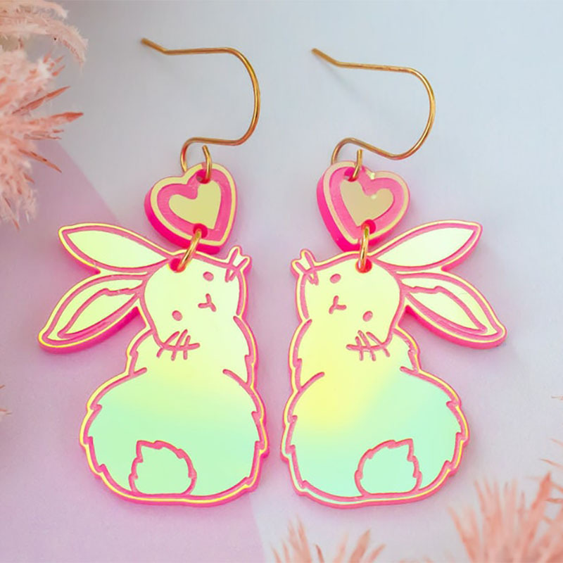 

Chic Holographic Bunny Easter Earrings - Style Dangle Jewelry For Men