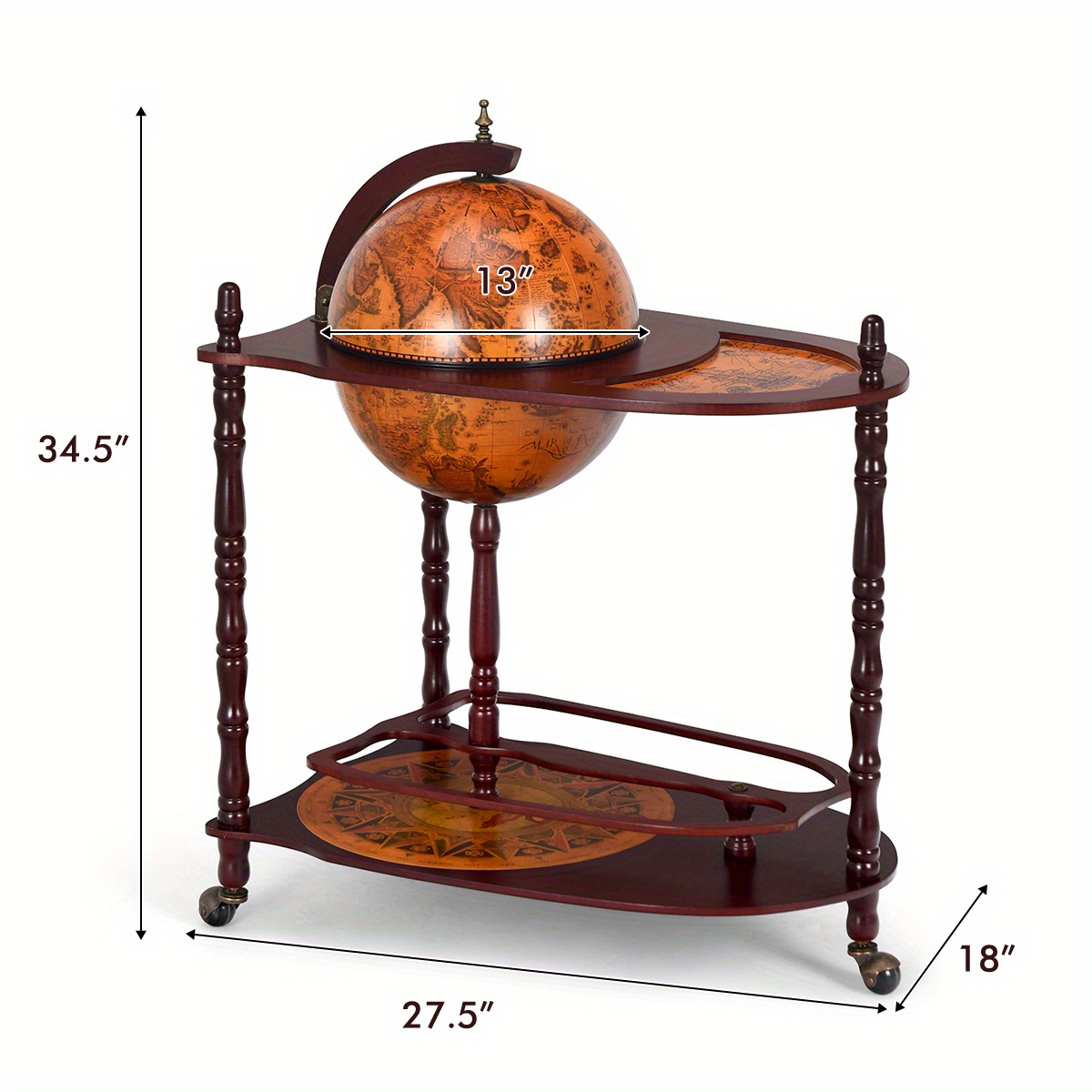 3-Tier Industrial Rolling Bar Cart with Locking Wheels