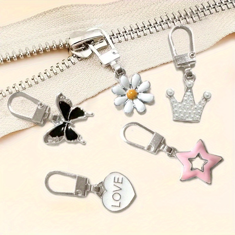 5pcs (or Set) Heavy-duty Replacement Zippers With Detachable Zipper Pulls (crown, Flower, , Loop) - Compatible For Jackets, Bags, Shoes, Clothing - // Sewing &
