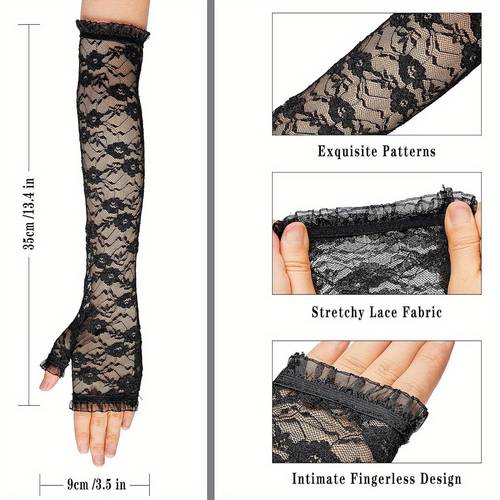 women s floral lace gloves long fingerless lace gloves for party adult size