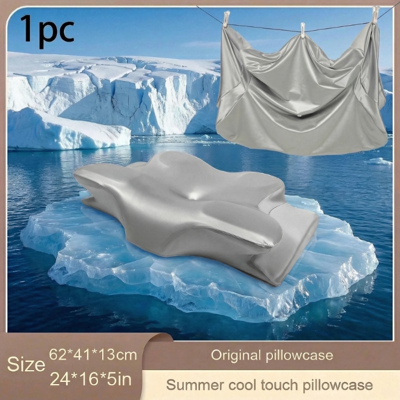 E-shop Satin-Nackenkissenbezug, schmetterlingsförmiger Original-Kissenbezug, sommerlich kühler Kissenbezug, 60*40 Kissenbezug, geeignet für Damen als