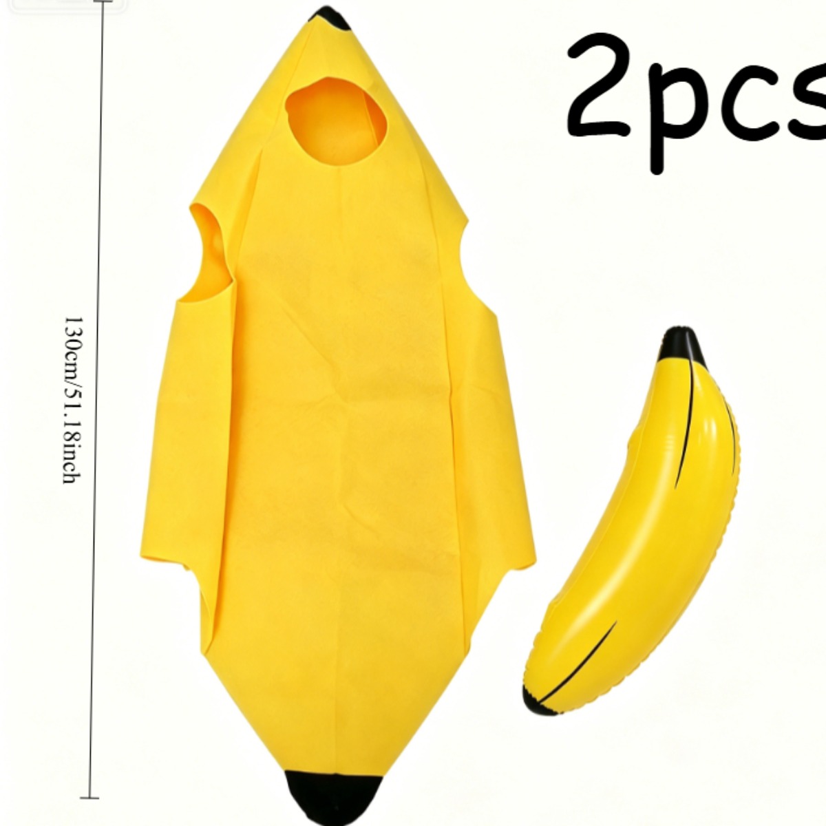 TEMU Plat 2D, Ensemble de déguisement gonflable banane 2 pièces, convient pour fête à thème fruits, jeu de rôle, déguisement, accessoires photo